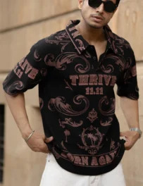 Black Oversized Printed T-Shirt for Men – Cotton Polyester Casual Streetwear | India Store Mart