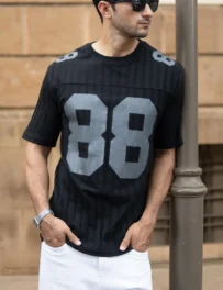 Black Printed Structured Oversized T-Shirt for Men – Cotton Polyester Casual Wear | India Store Mart