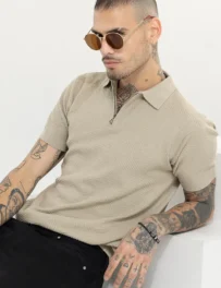 Beige Plain Slim Fit Polo T-Shirt for Men – Cotton Half Sleeve Casual Wear | India Store Mart