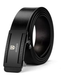 GUSTAVE Leather Belts for Men | Auto Lock, Free Adjustable, No Punch Needed | Length 125-130cm | Black