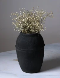 Black Paper Mache Vase – Handcrafted Decorative Flower Pot