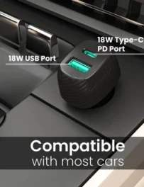 Portronics Car Power 6 Car Charger with Type-C & Dual USB Ports – Fast Charging for All Devices