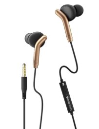 ZEBRONICS Bro 3.5mm Wired In-Ear Earphones with In-Line Mic | Deep Bass, Lightweight & Durable | 1.2M Strong Cable | Black & Gold | Compatible with Mobile, Tablet & Laptop