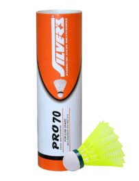 Silver's Nylon Shuttle Cock Pro-70 – Pack of 6 (Yellow)