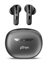 pTron Bassbuds Astra in-Ear TWS Earbuds w/Stereo Sound, 34Hrs Playtime, Stereo Calls, Custom EQ, Mobile App, BTv5.3 Headphones, Touch Control, Voice Assistant, Type C Charging & IPX4 (Black)