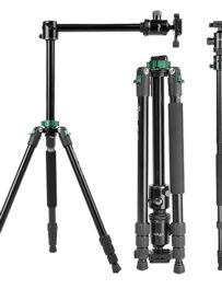 HIFFIN® HF-550 Professional Aluminum Tripod & Monopod with 165CM Max Height | Swivel Ball Head, 4-Section Adjustment, 7kg Load Support | Perfect for DSLR & Video Camcorders